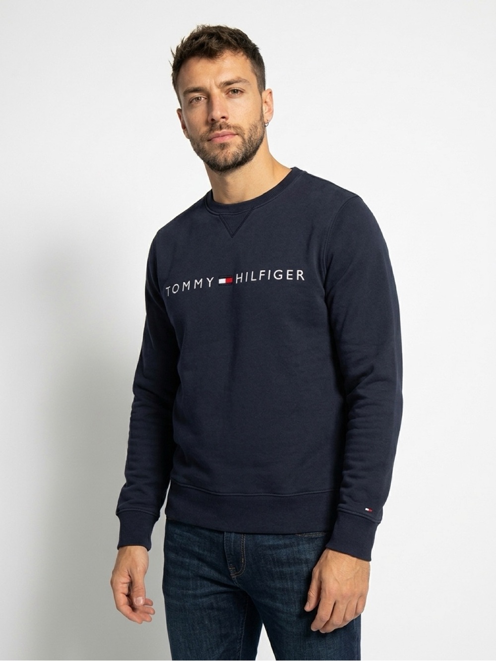 Tommy Hilfiger Men's Navy Logo Crewneck Sweatshirt